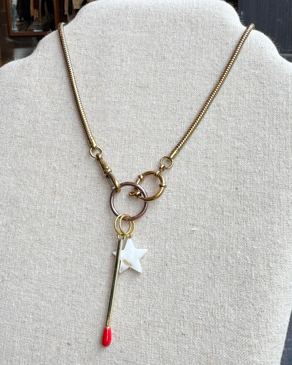 Snake Watch Chain Necklace with Match + Star Charms