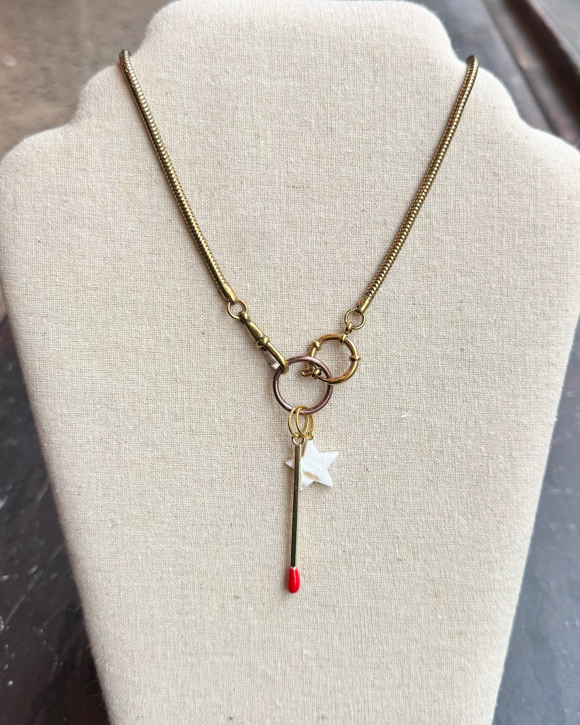Snake Watch Chain Necklace with Match + Star Charms