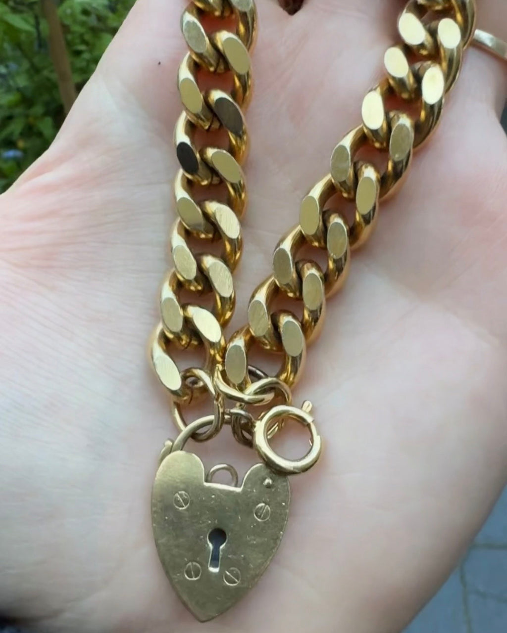 Vintage 9ct Rolled Gold Curb Padlock Bracelet