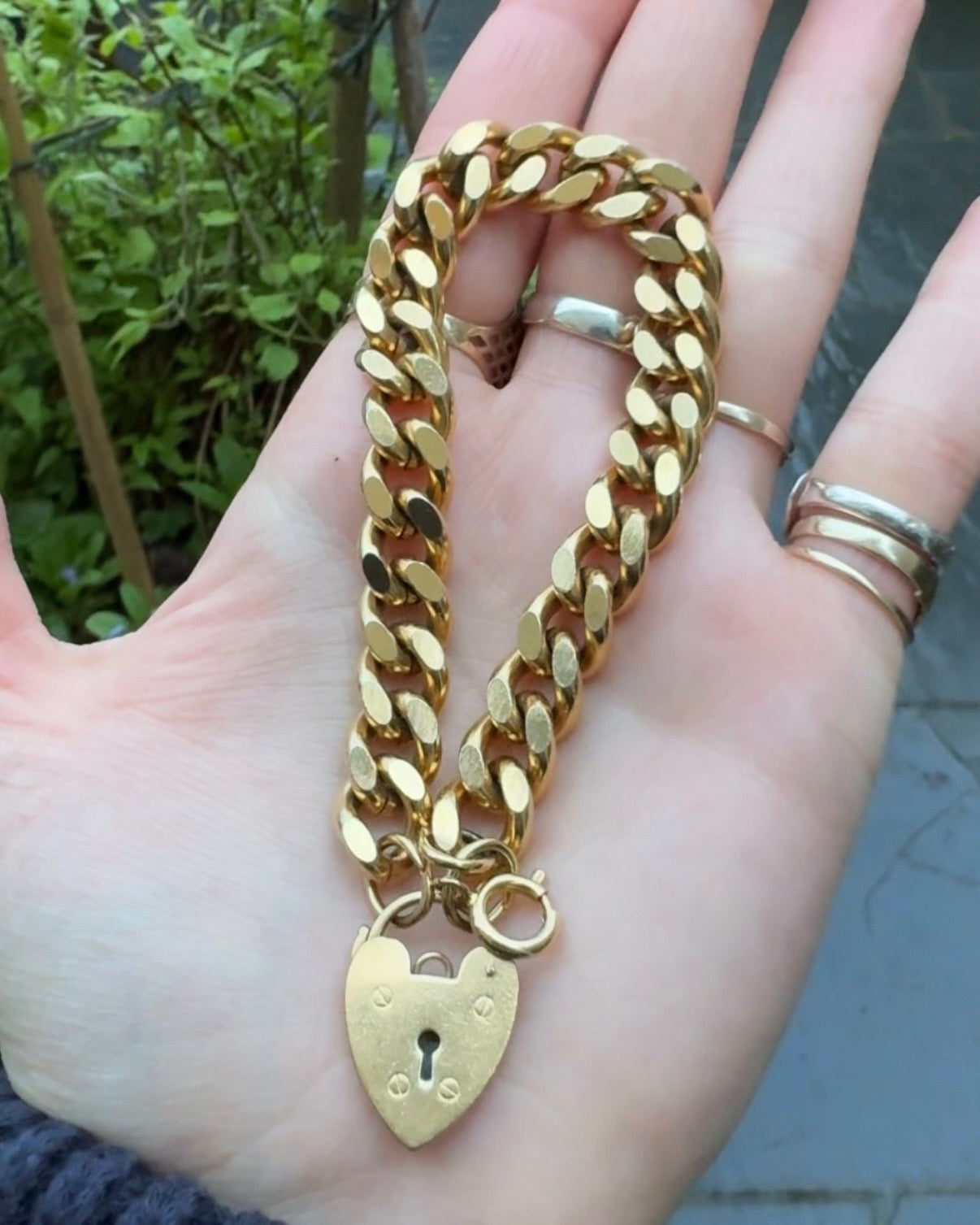 Vintage 9ct Rolled Gold Curb Padlock Bracelet