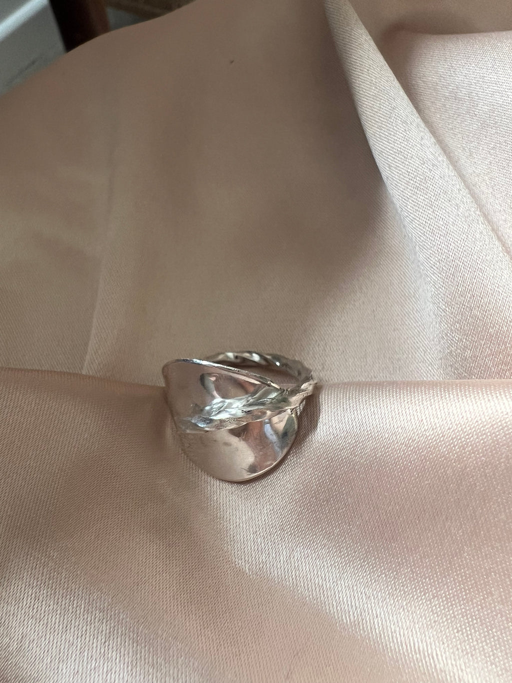 Vintage 800 Silver Twist Spoon Ring