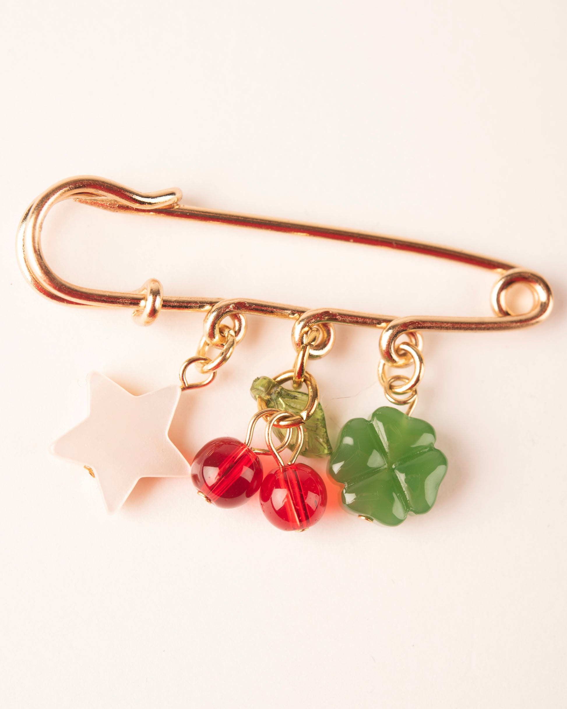 Charm Brooch - Star Shell, Cherry, Lucky Clover