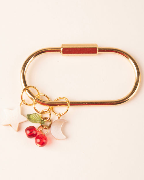 Carabiner bag charm - Cherry, Star Shell & Moon