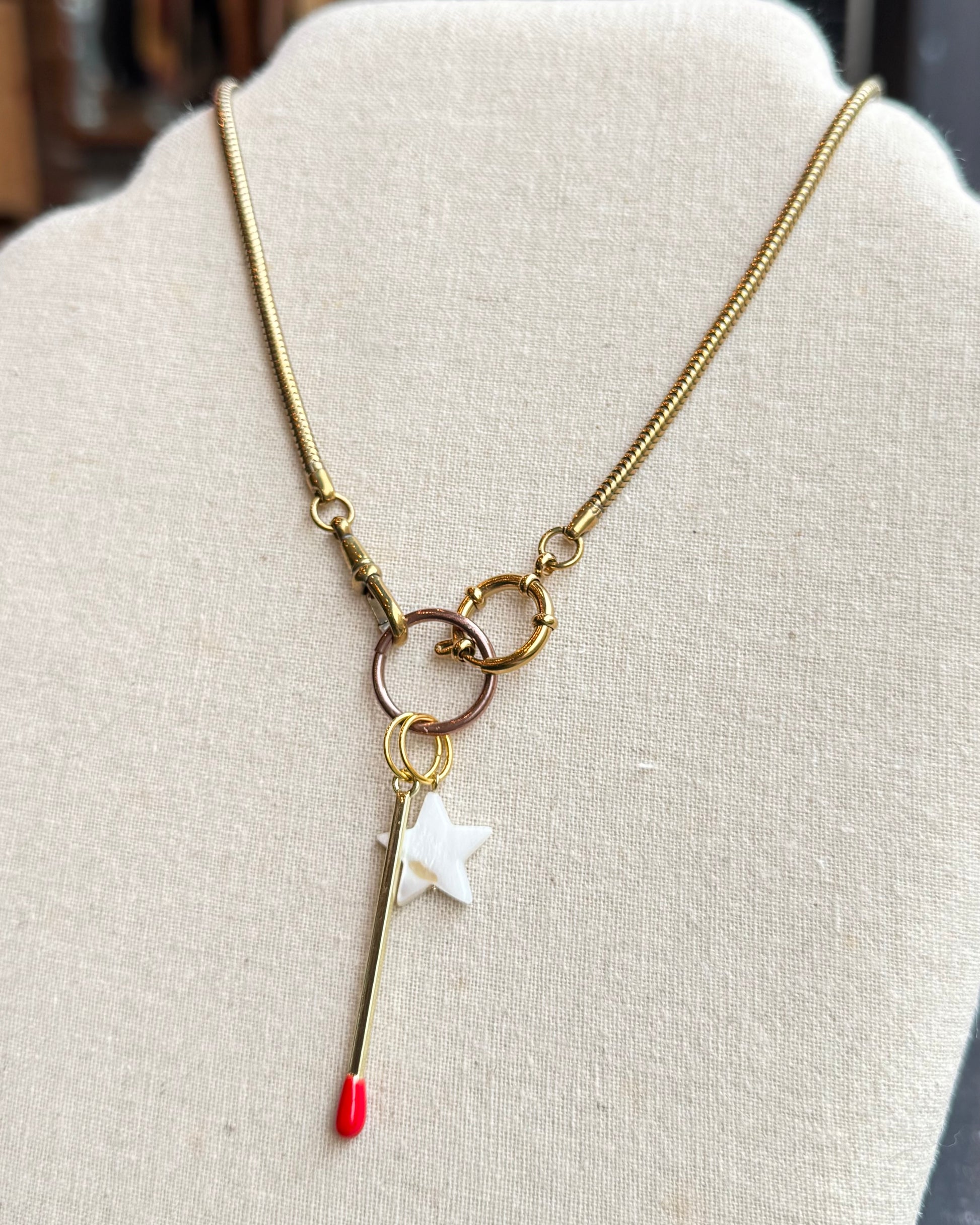 Snake Watch Chain Necklace with Match + Star Charms