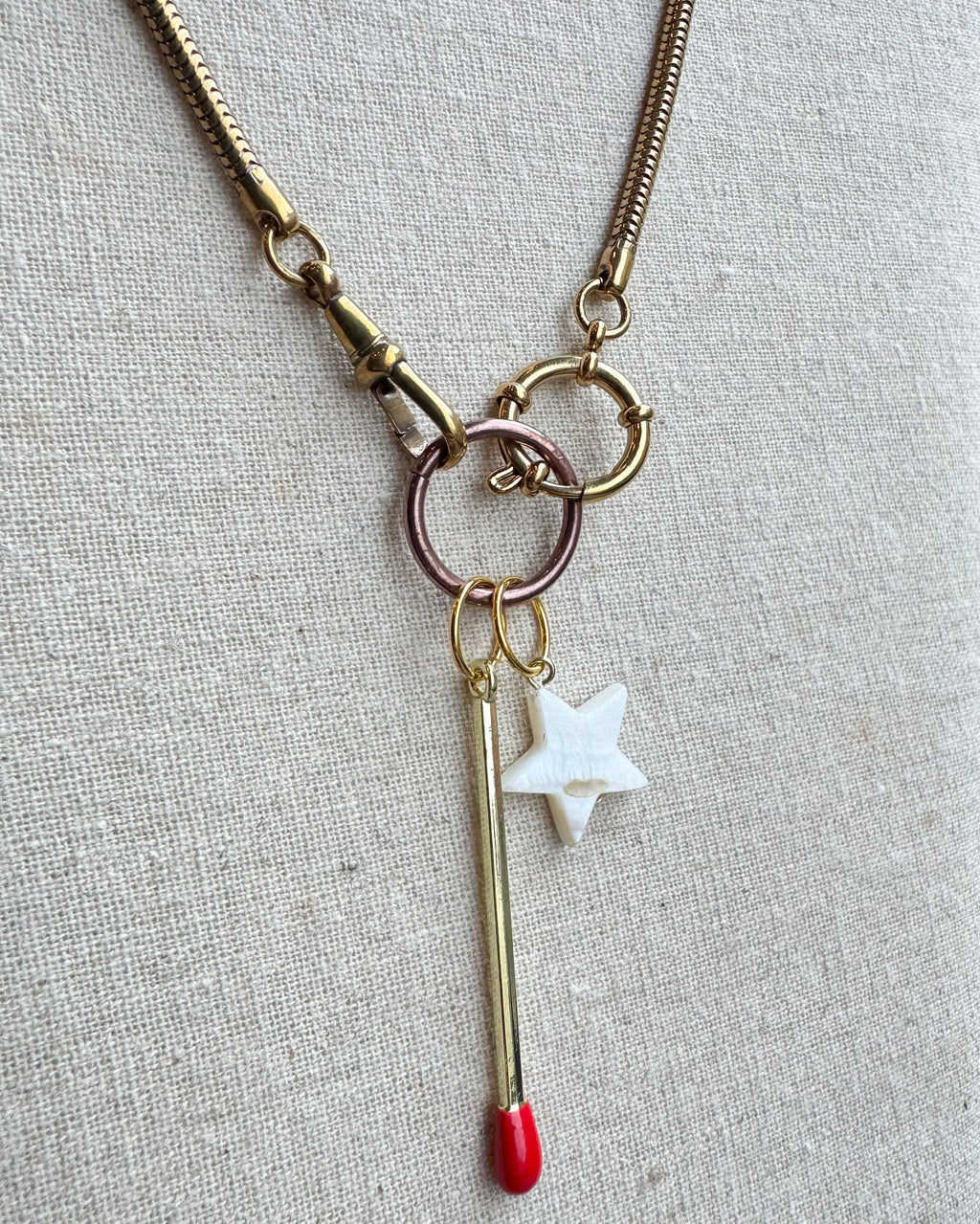 Snake Watch Chain Necklace with Match + Star Charms