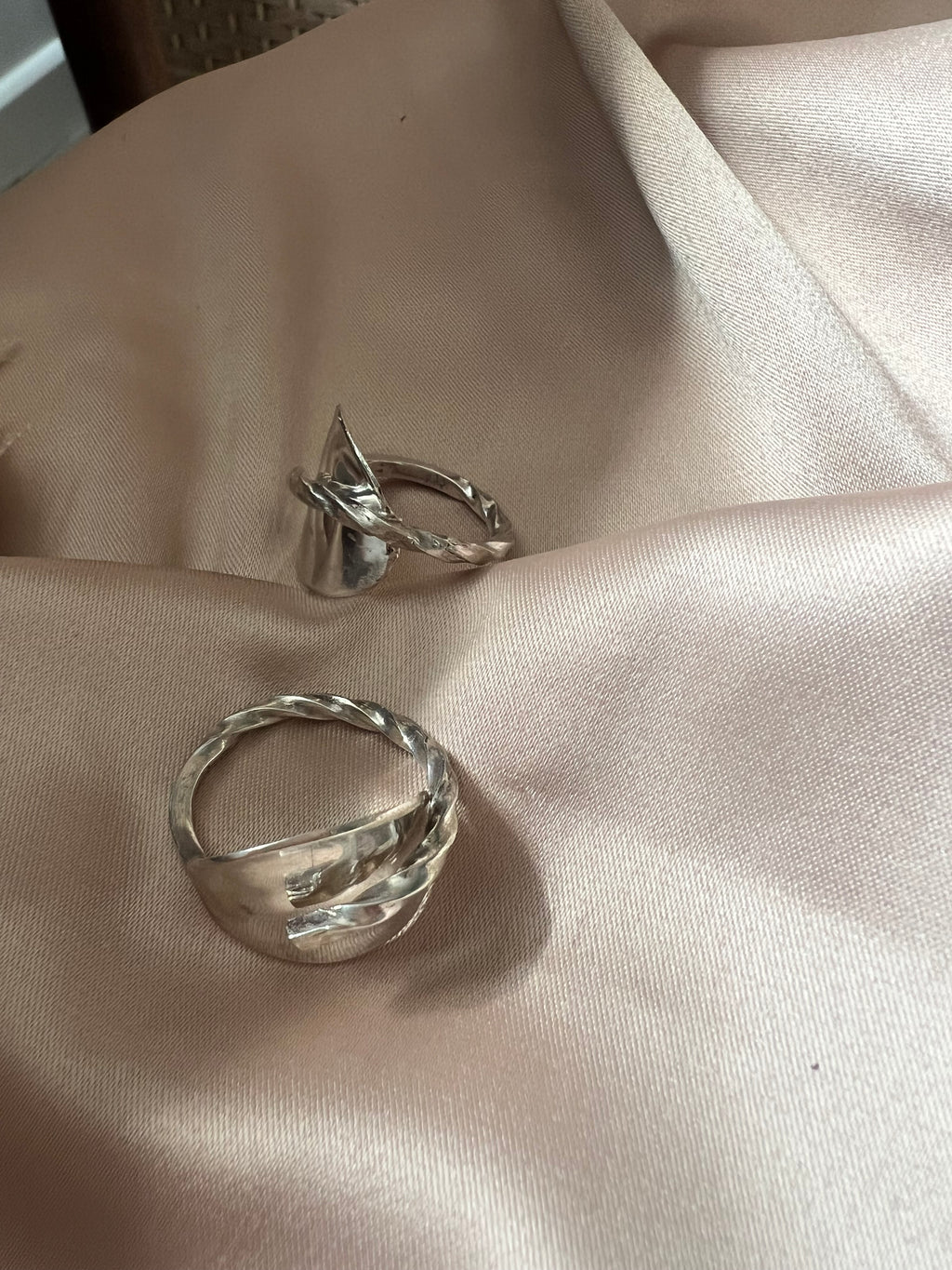 Vintage 800 Silver Twist Spoon Ring