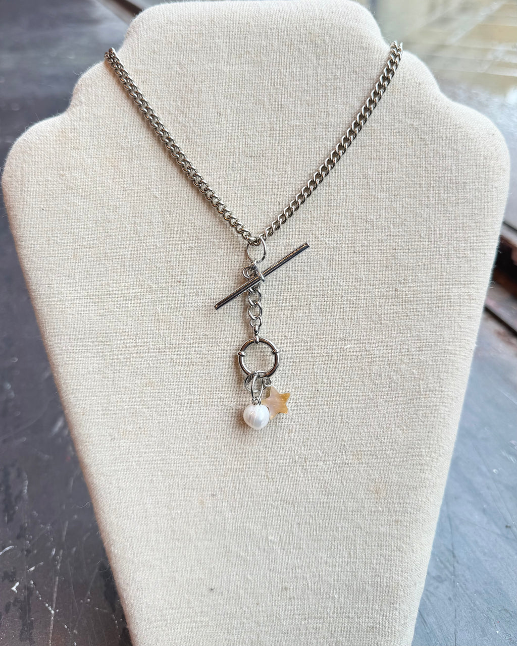 Vintage T bar Necklace with Charm Bundle Bolt Clasp - 3 Styles