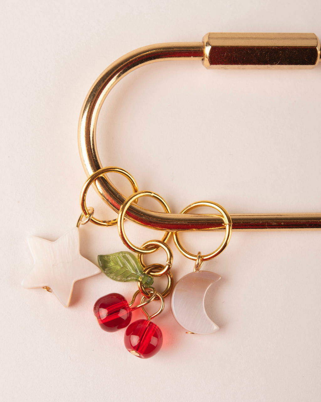 Carabiner bag charm - Cherry, Star Shell & Moon