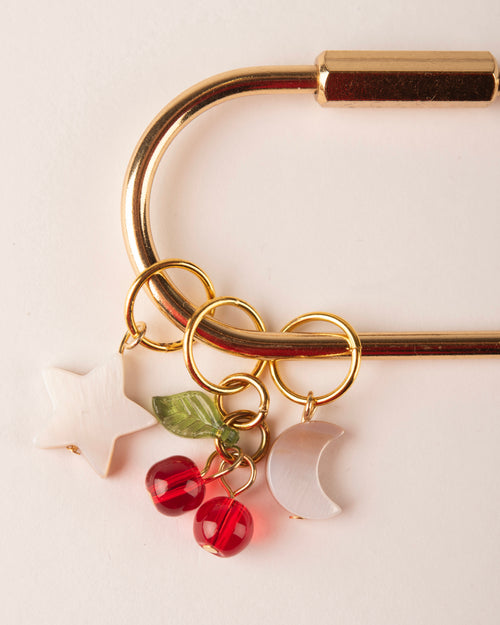 Carabiner bag charm - Cherry, Star Shell & Moon