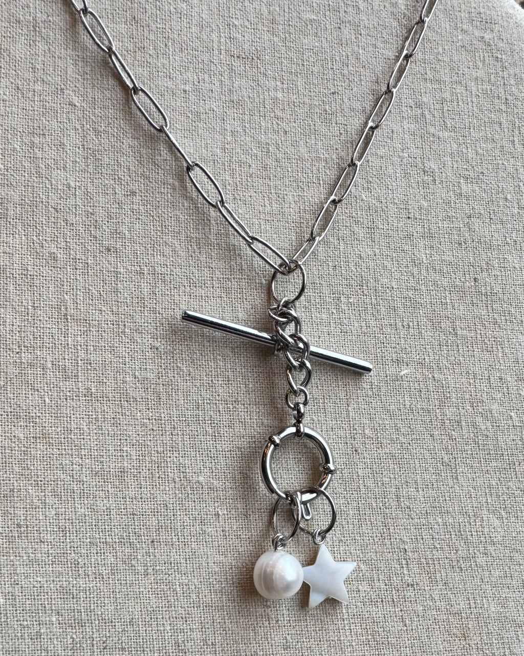 Vintage T bar Necklace with Charm Bundle Bolt Clasp - 3 Styles