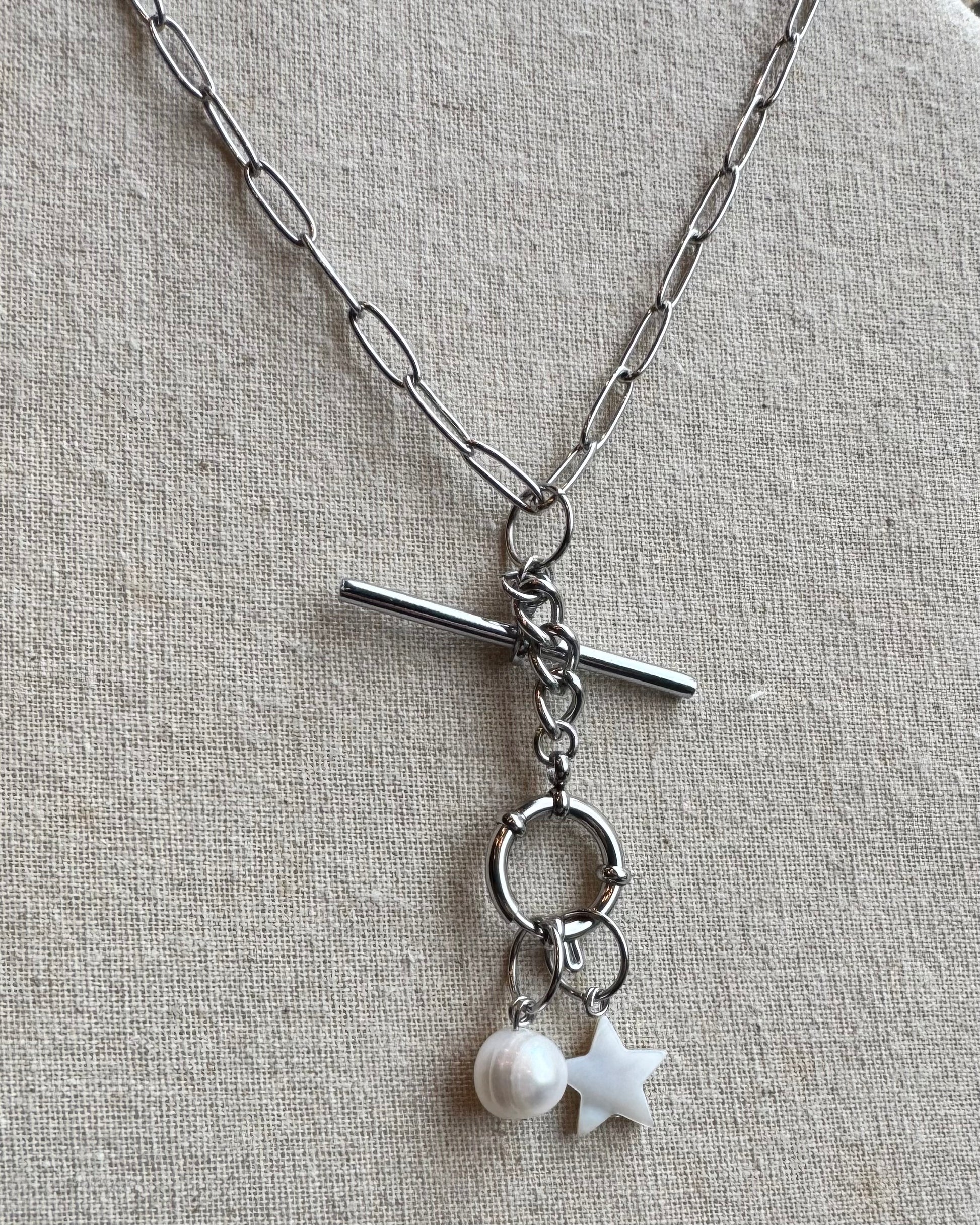 Vintage T bar Necklace with Charm Bundle Bolt Clasp - 3 Styles