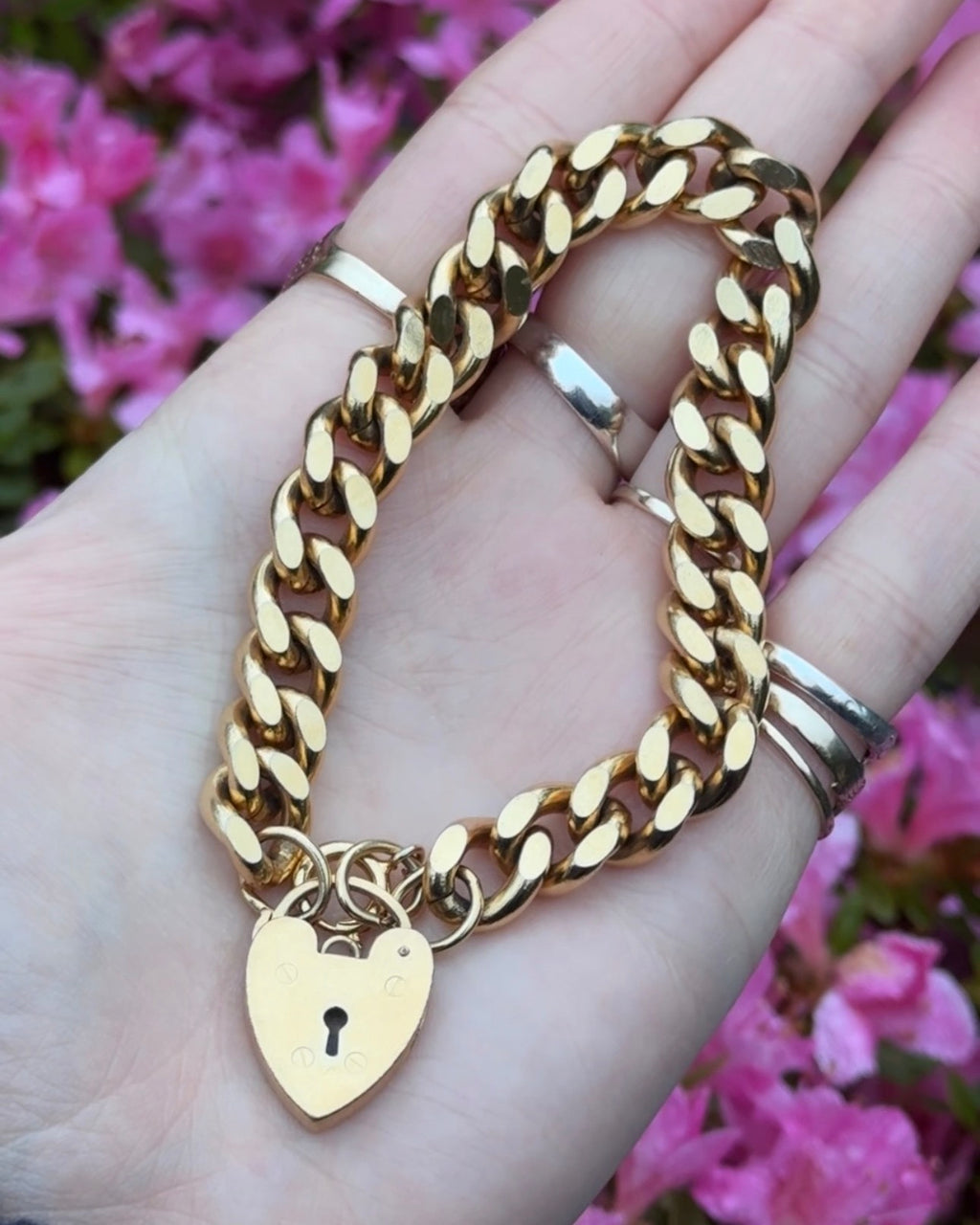 Vintage 9ct Rolled Gold Curb Padlock Bracelet