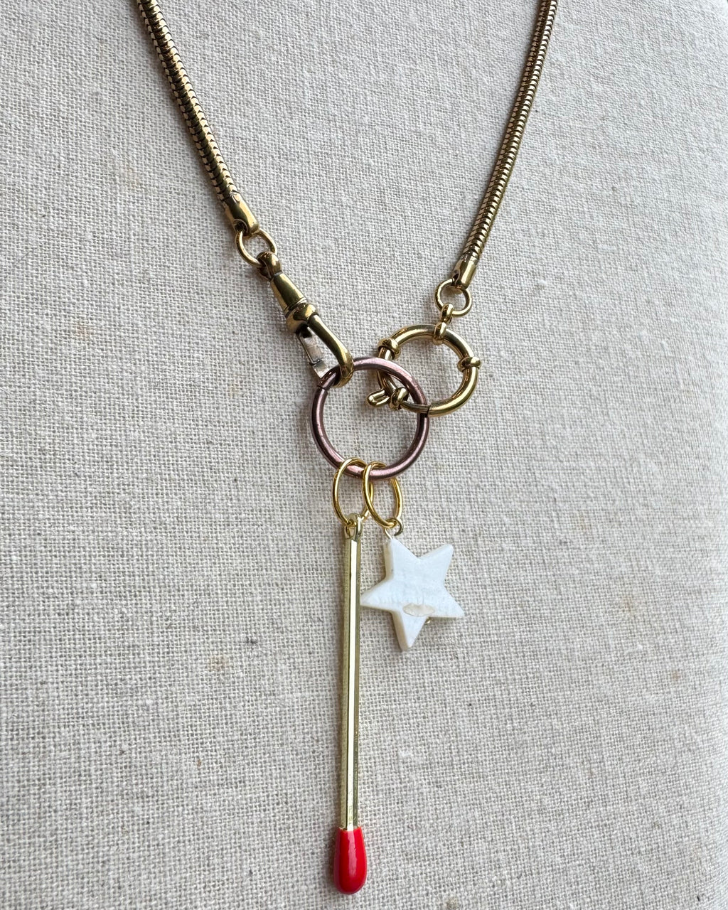 Snake Watch Chain Necklace with Match + Star Charms