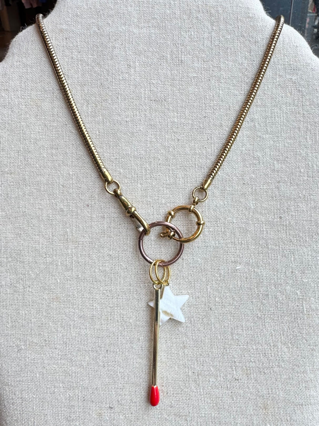 Snake Watch Chain Necklace with Match + Star Charms