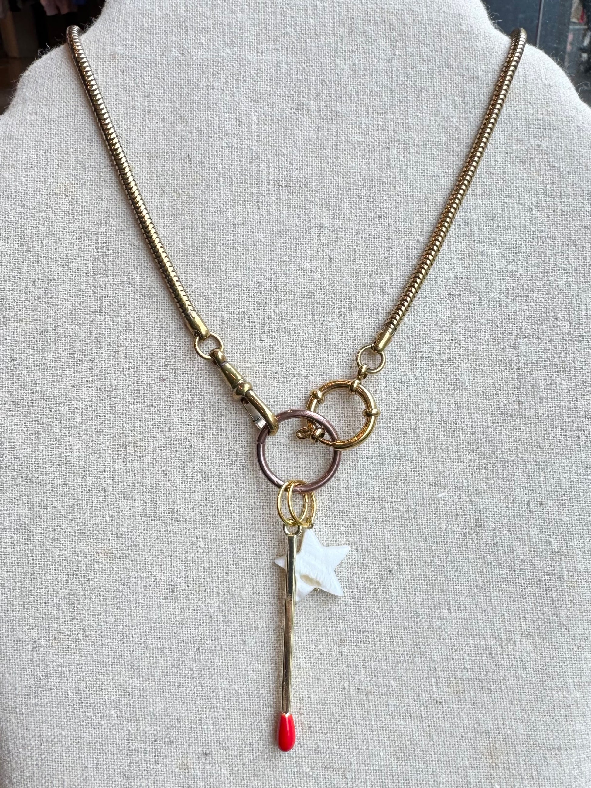 Snake Watch Chain Necklace with Match + Star Charms