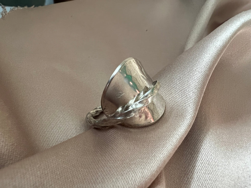 Vintage 800 Silver Twist Spoon Ring