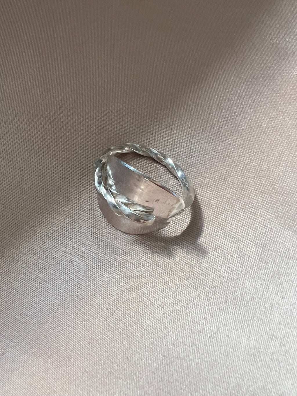Vintage 800 Silver Twist Spoon Ring