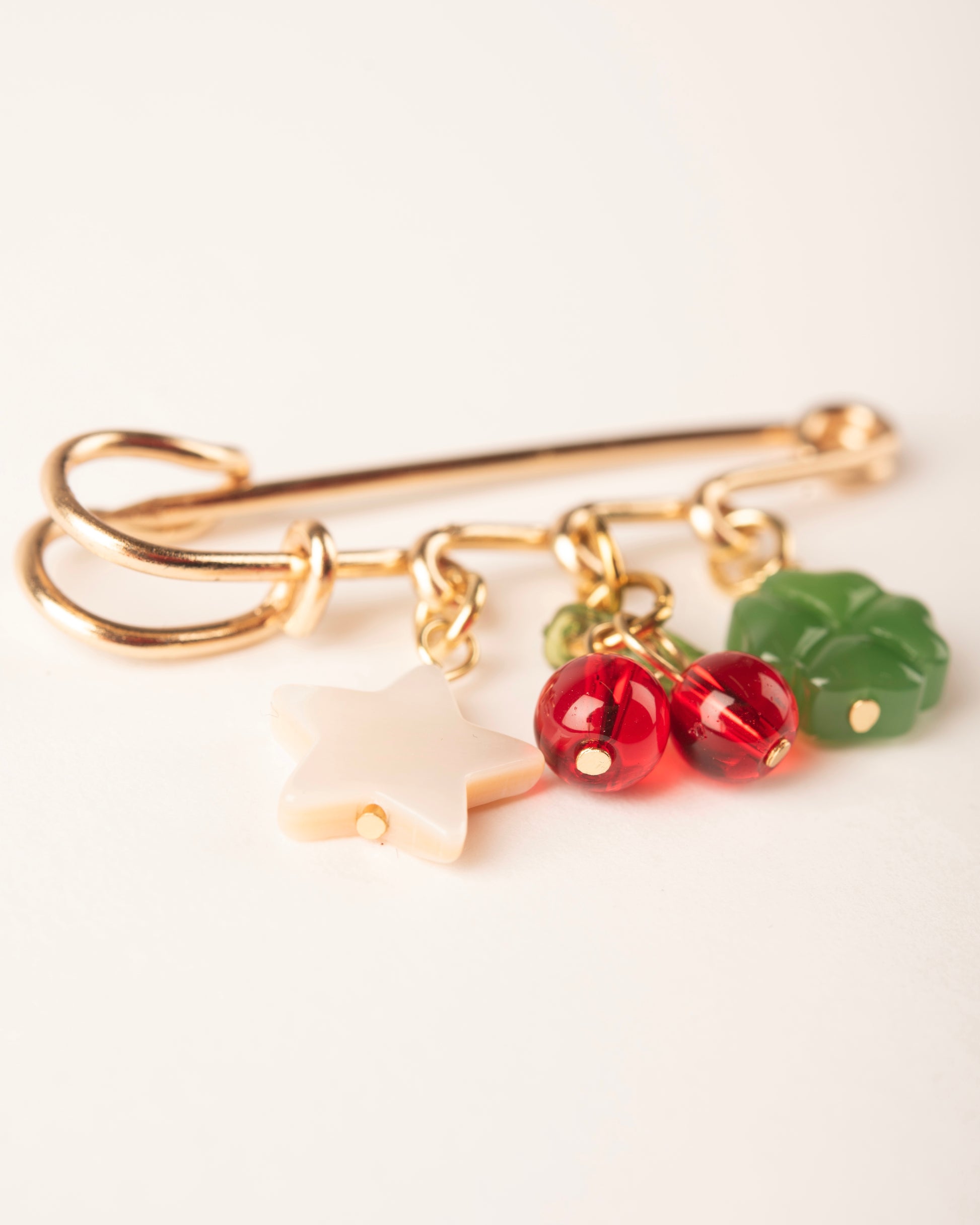 Charm Brooch - Star Shell, Cherry, Lucky Clover