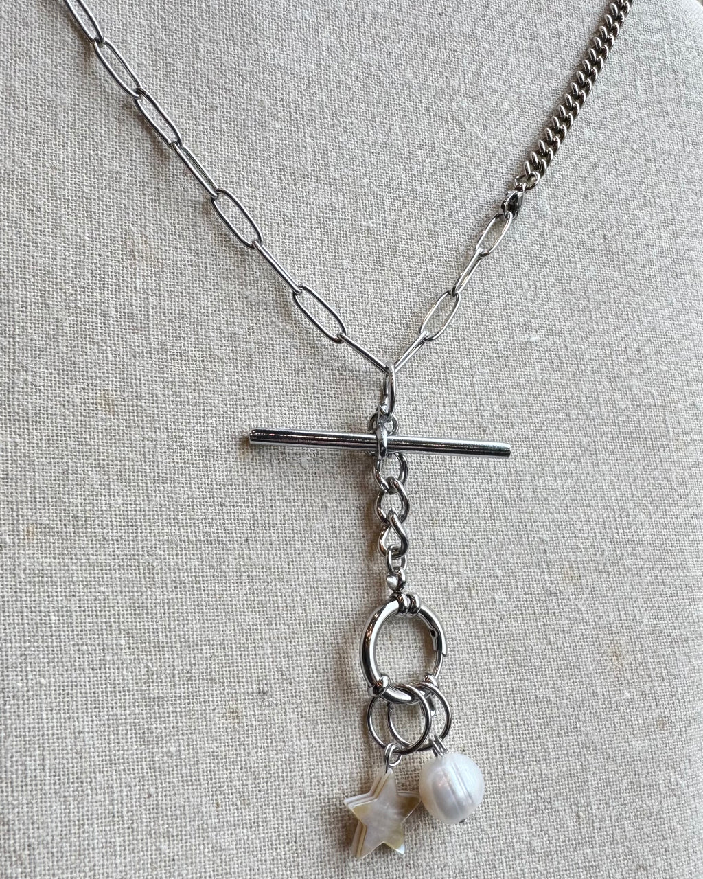 Vintage T bar Necklace with Charm Bundle Bolt Clasp - 3 Styles