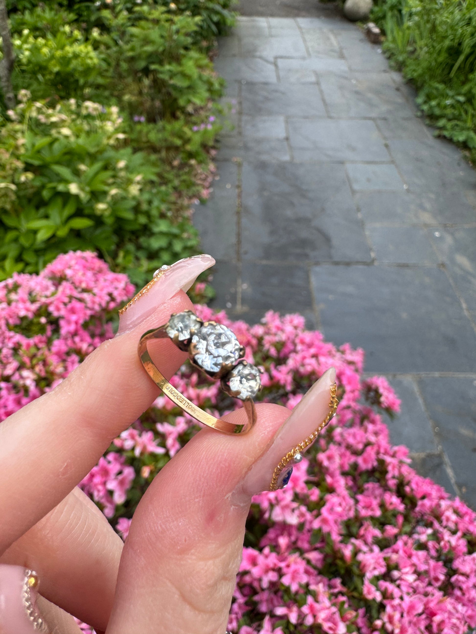 Antique Rolled Gold Paste Trilogy Ring