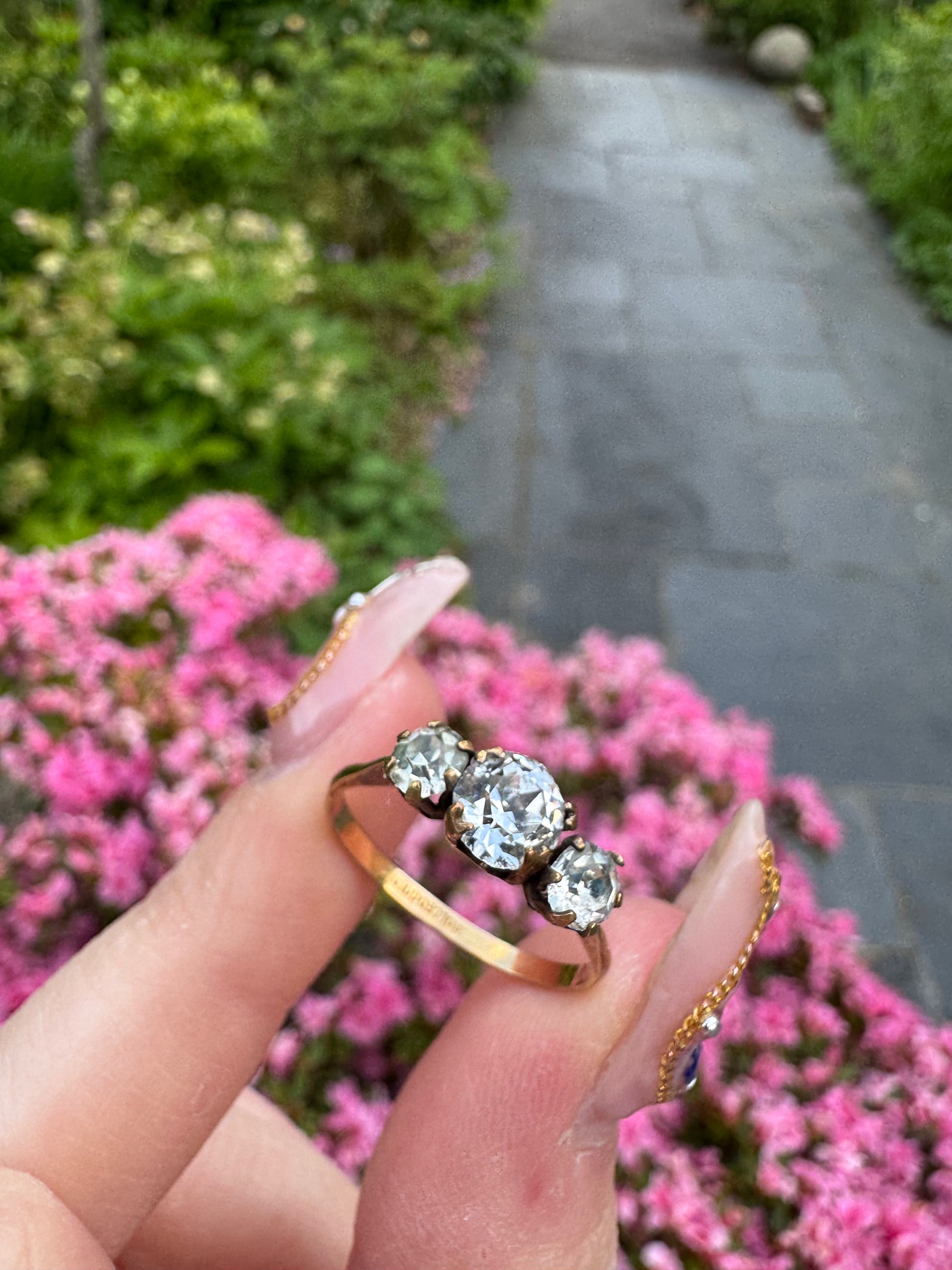 Antique Rolled Gold Paste Trilogy Ring