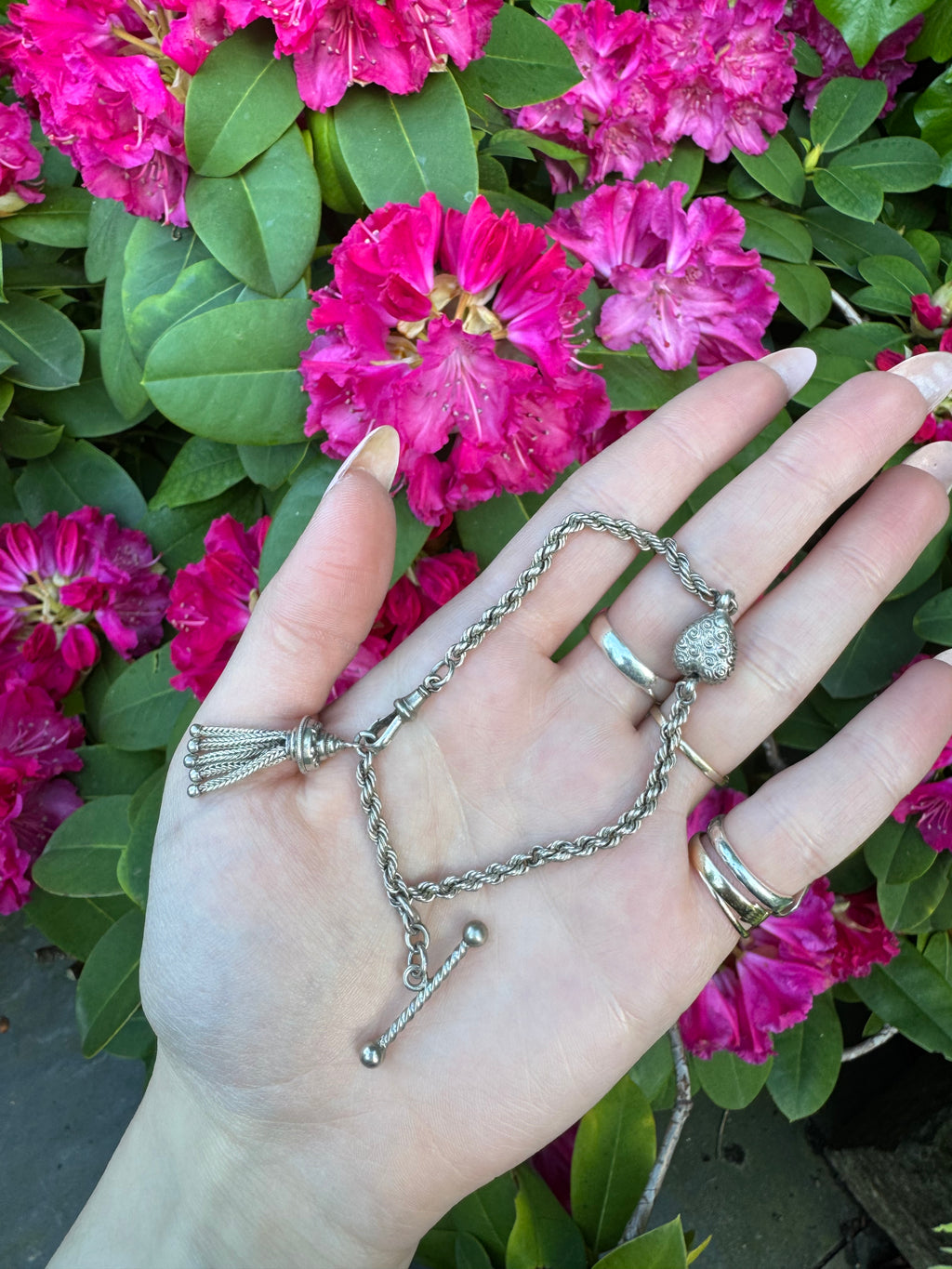 Antique Victorian Silver Albertina Watch Chain Bracelet
