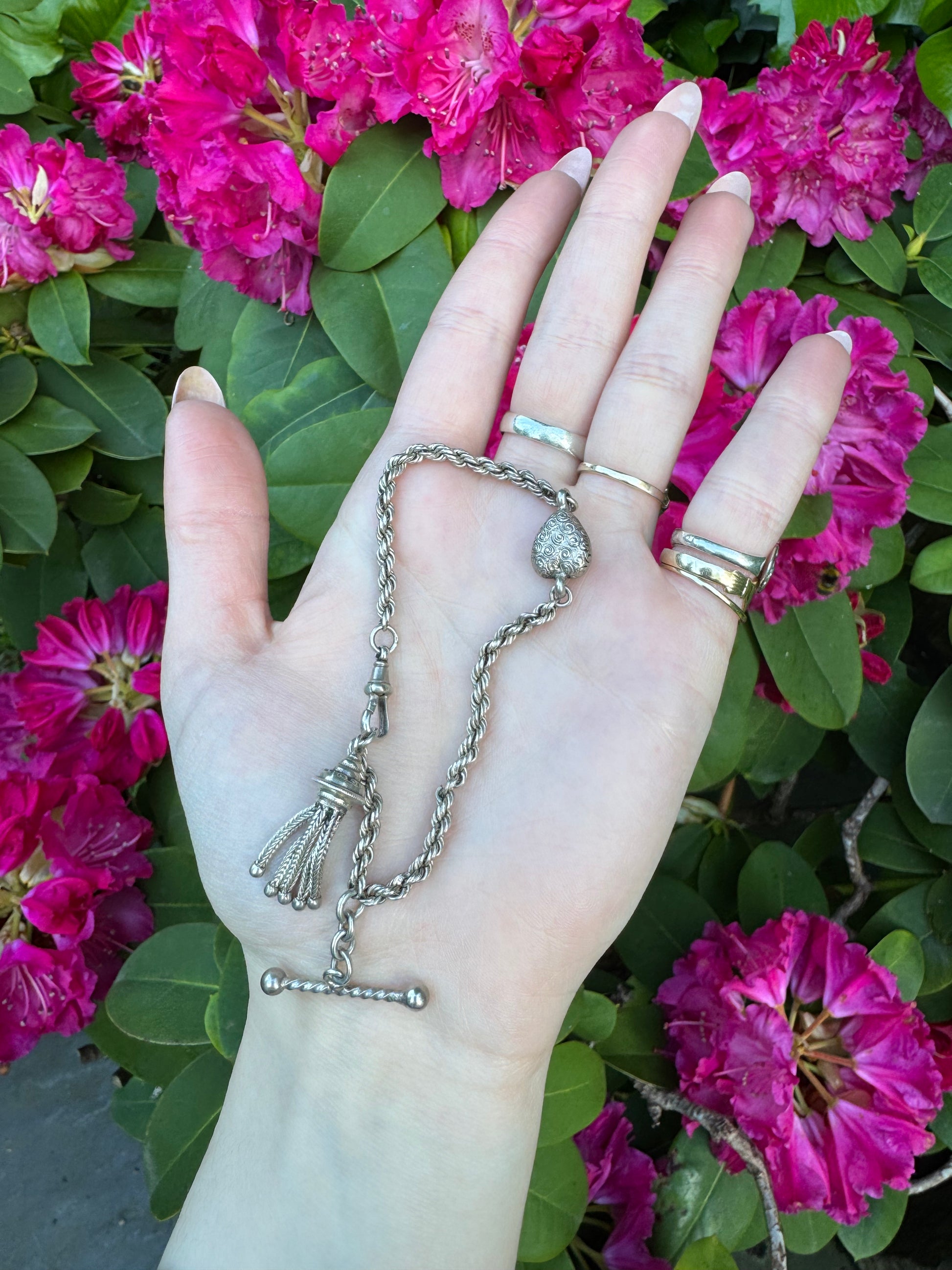 Antique Victorian Silver Albertina Watch Chain Bracelet