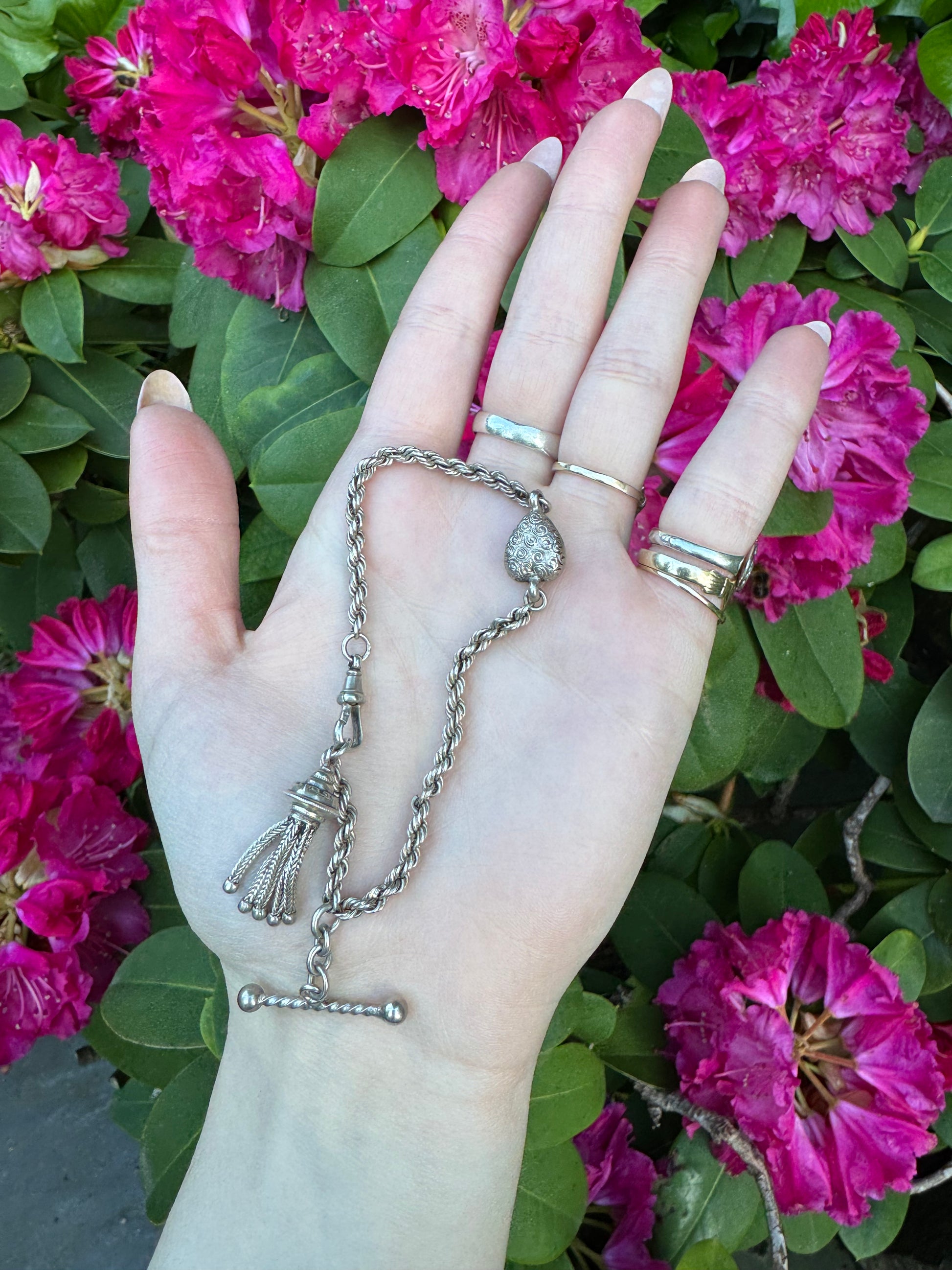 Antique Victorian Silver Albertina Watch Chain Bracelet