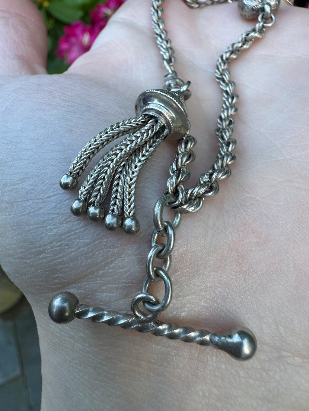 Antique Victorian Silver Albertina Watch Chain Bracelet