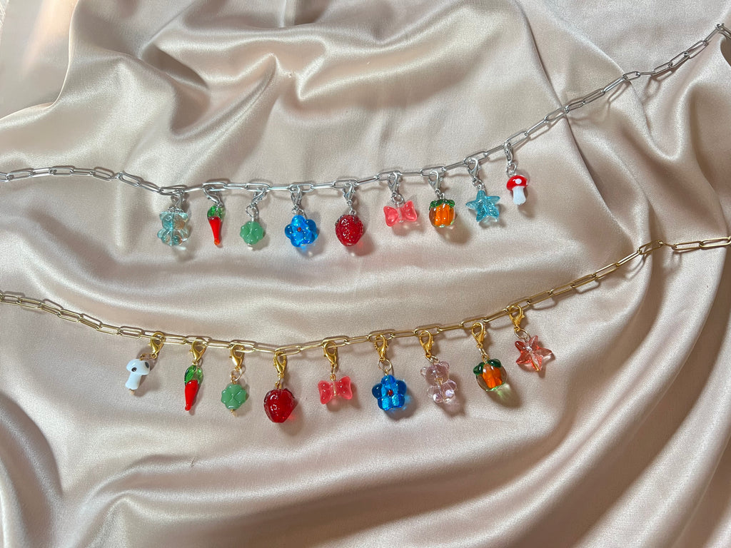 Glass Bead Charm Necklace - Interchangeable Charms
