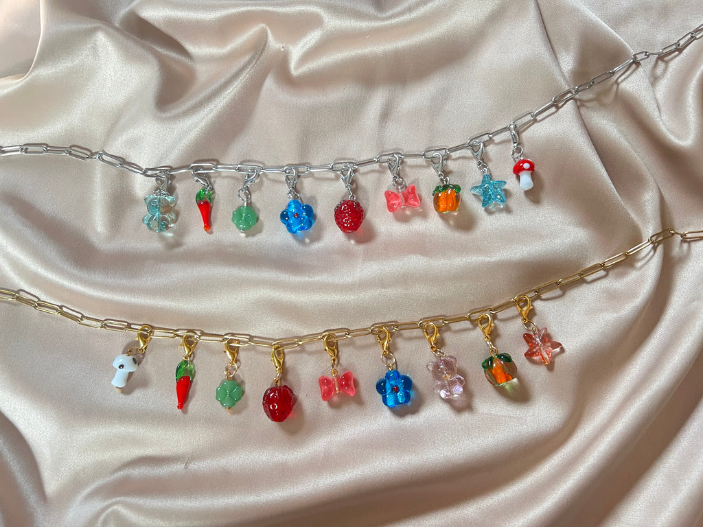 Glass Bead Charm Necklace - Interchangeable Charms