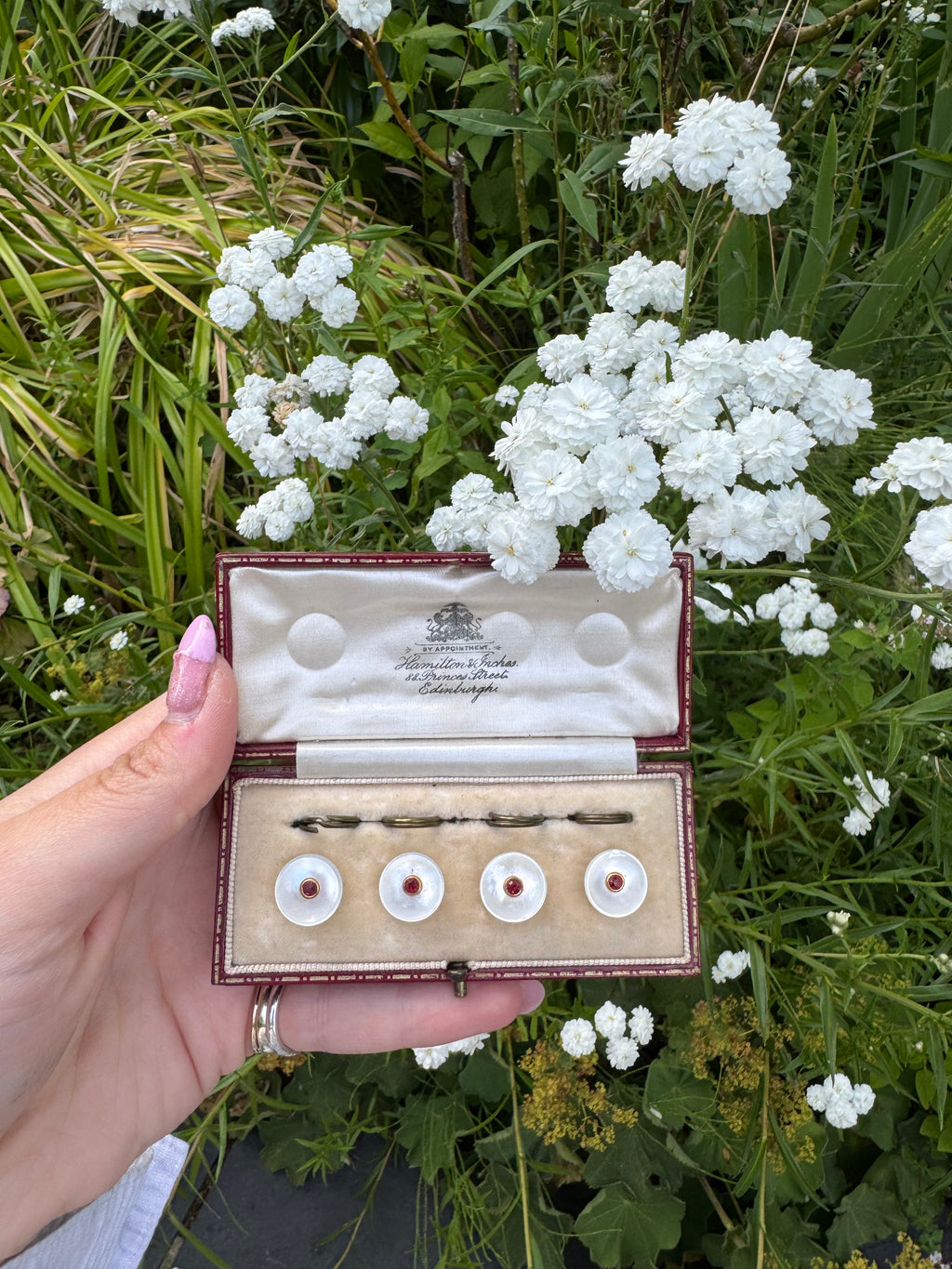 Vintage Mother of Pearl Gem Set of Four Buttons