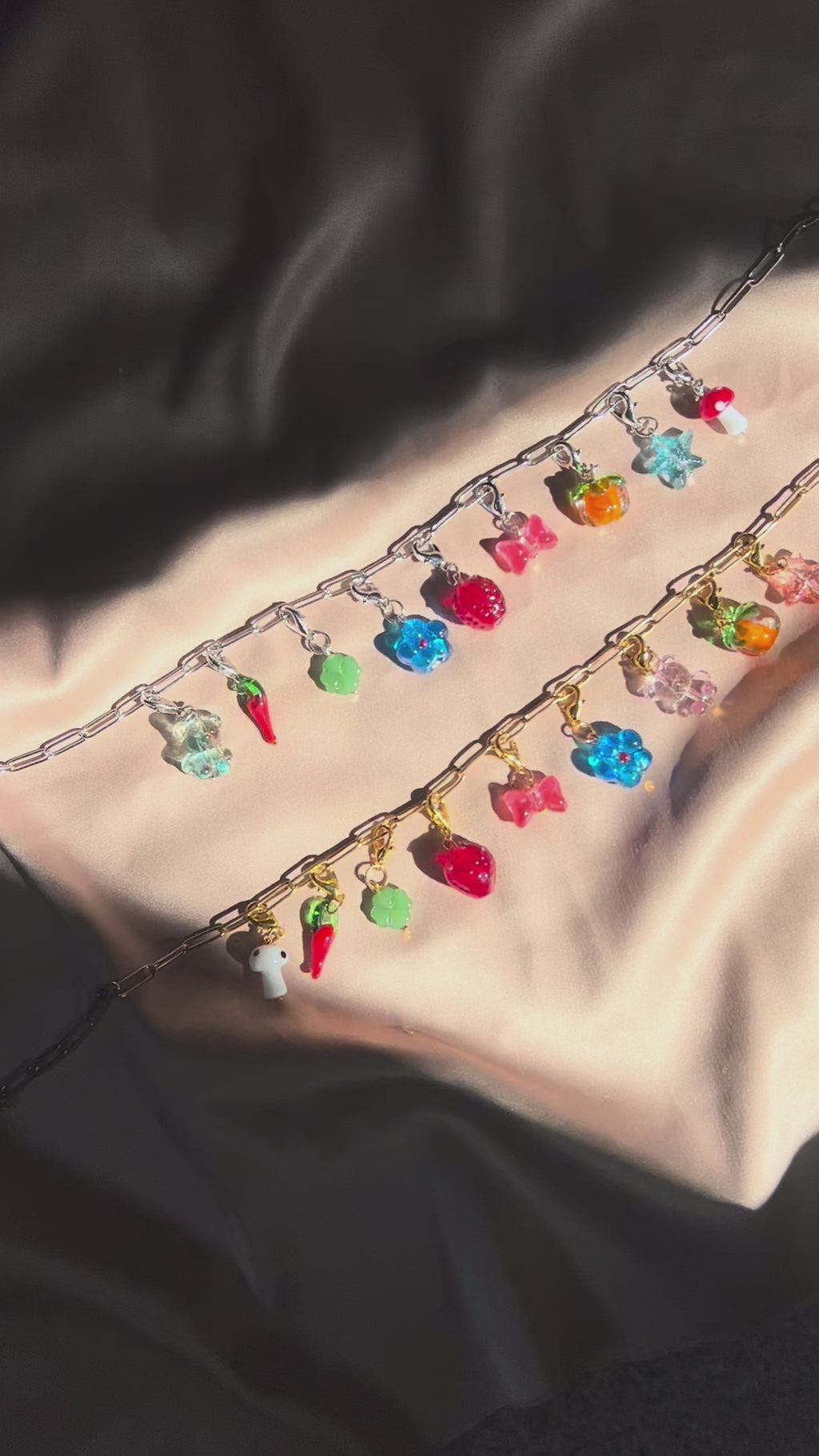 Glass Bead Charm Necklace - Interchangeable Charms
